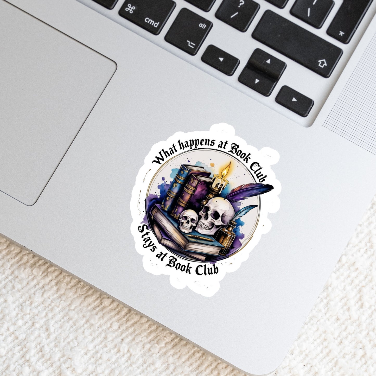WHat Happens at Book Club Stays at Book Club Book Reader Sticker – 3" Waterproof Bookish Sticker with Holo Overlay – Reading, Books, Reader Gift, Book Lover, Bookstore Merch