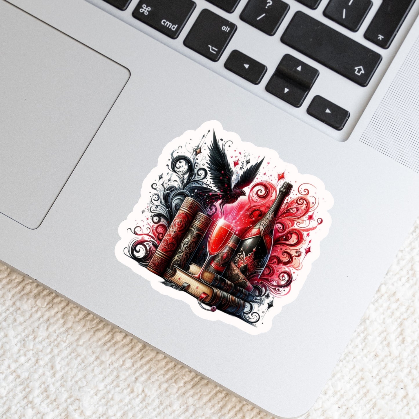 Wine and Books Book Reader Sticker – 3" Waterproof Bookish Sticker with Holo Overlay – Reading, Books, Reader Gift, Book Lover, Bookstore Merch