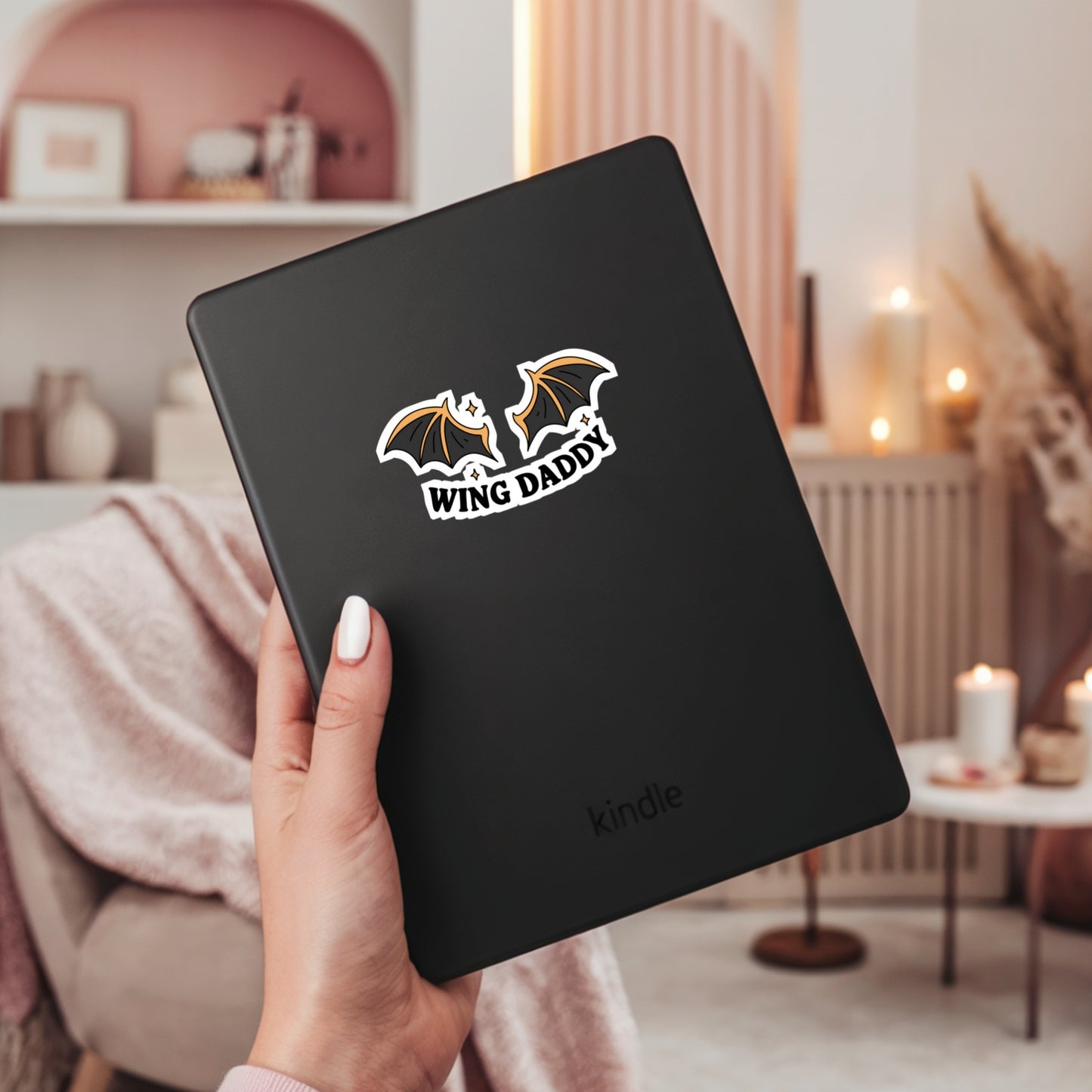 Wing Daddy ROmantasy Book Reader Sticker – 3" Waterproof Bookish Sticker with Holo Overlay – Reading, Books, Reader Gift, Book Lover, Bookstore Merch