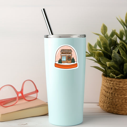 Winter Bookshop Snow Globe Book Reader Sticker – 3" Waterproof Bookish Sticker with Holo Overlay – Reading, Books, Reader Gift, Book Lover, Bookstore Merch