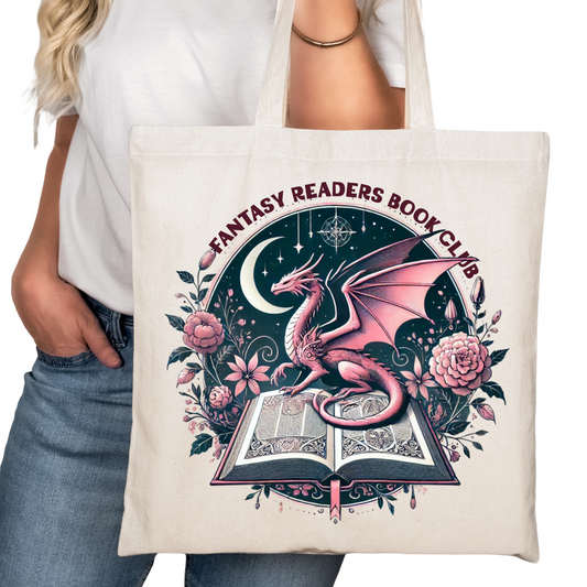 Fantasy Readers Book Club Bookish Tote Bag – Reading Tote for Book Lovers – Book Reader Bag - Romance Reader Tote - Book Store Merchandise