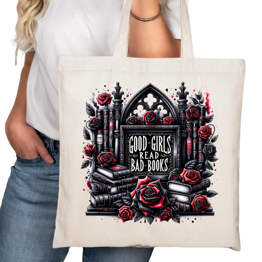 Good Girls Bad Books Bookish Tote Bag – Reading Tote for Book Lovers – Book Reader Bag - Romance Reader Tote - Book Store Merchandise
