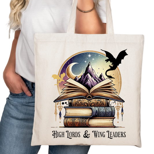 High Lords and Wing Leaders Bookish Tote Bag – Reading Tote for Book Lovers – Book Reader Bag - Romance Reader Tote - Book Store Merchandise