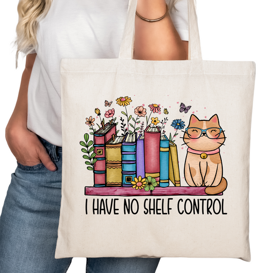 I Have No Shelf Control Bookish Tote Bag – Reading Tote for Book Lovers – Book Reader Bag - Romance Reader Tote - Book Store Merchandise