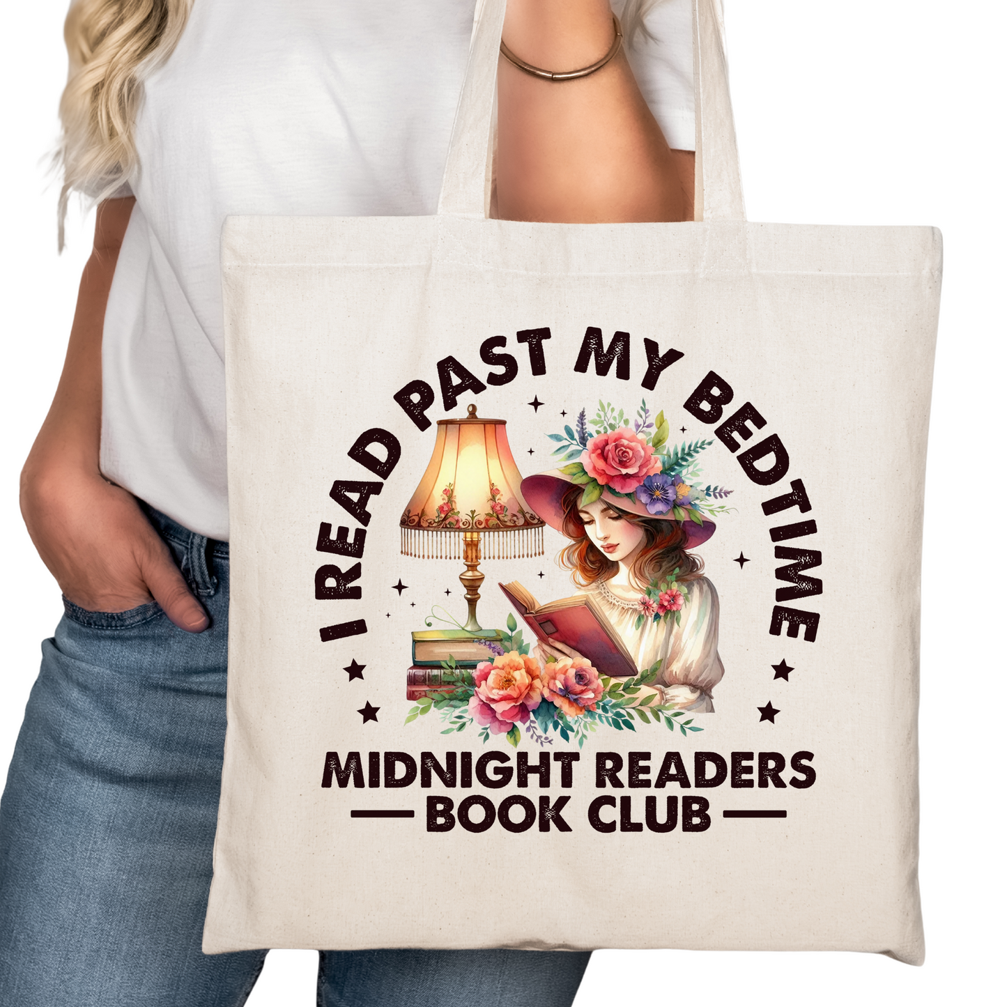 Midnight Readers Book Club Bookish Tote Bag – Reading Tote for Book Lovers – Book Reader Bag - Romance Reader Tote - Book Store Merchandise