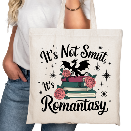 It's Not Smut It's Romantasy Bookish Tote Bag – Reading Tote Book Lovers – Book Reader Bag - Romance Reader Tote - Book Store Merchandise