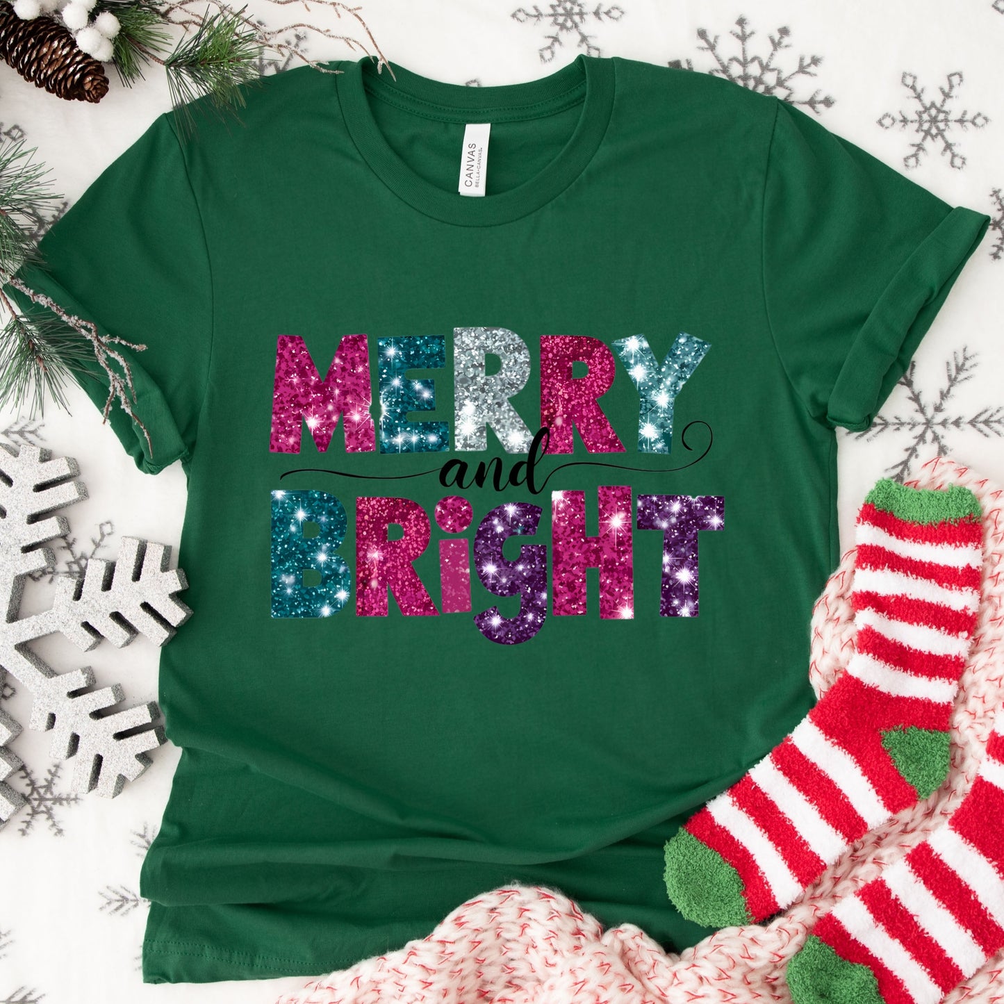 Christmas Shirt: Merry and Bright – Festive Holiday Tee or Sweatshirt