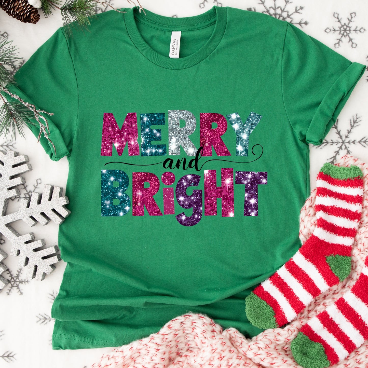 Christmas Shirt: Merry and Bright – Festive Holiday Tee or Sweatshirt