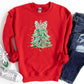 Christmas Shirt: Leopard Bow Tree – Pink and Gold Holiday Tee or Sweatshirt