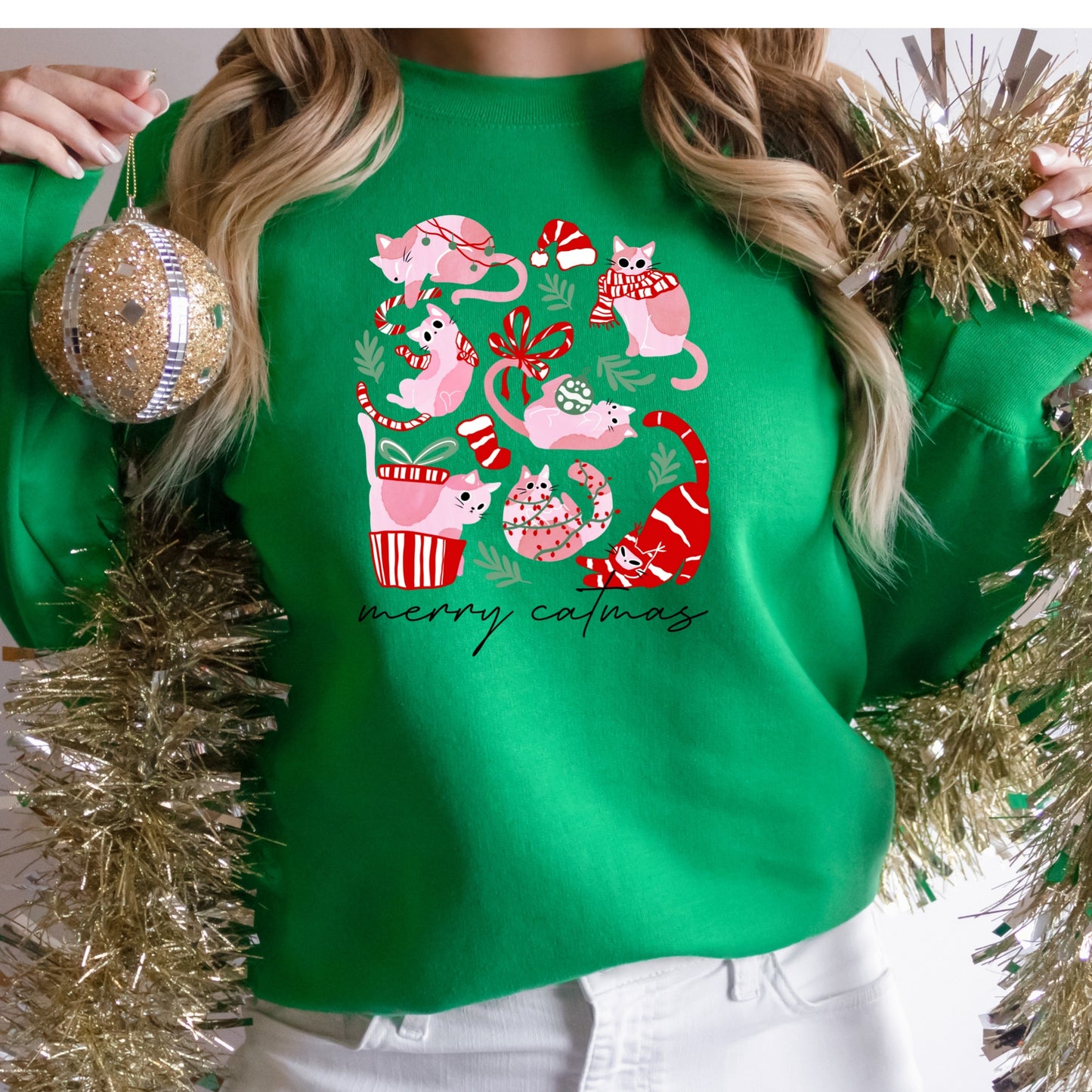 Christmas Shirt: Merry Catmas – Cute Cat Lover Tee or Sweatshirt