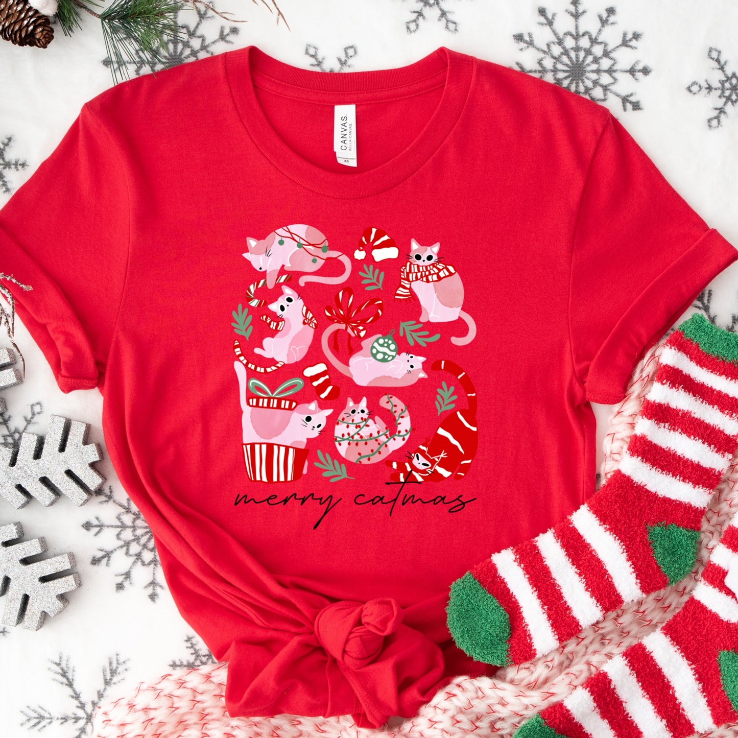 Christmas Shirt: Merry Catmas – Cute Cat Lover Tee or Sweatshirt
