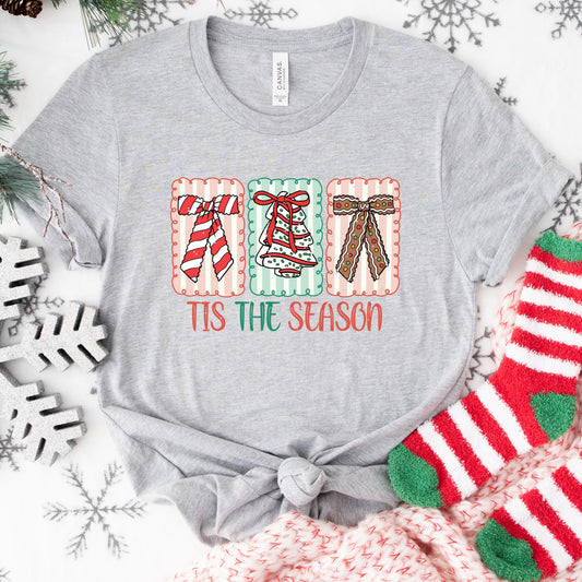 Christmas Shirt: Tis the Season – Christmas Cake - Cute Holiday Bow Tee or Sweatshirt