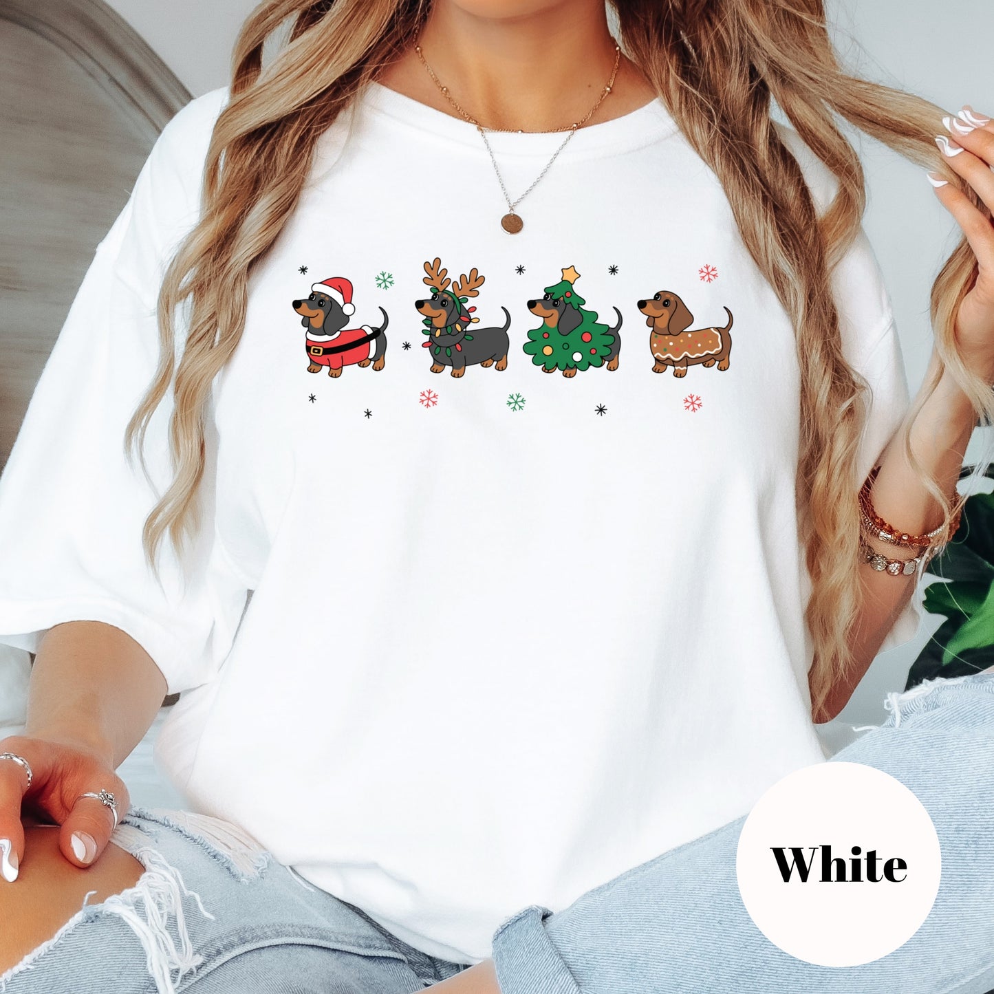 Dachshund Christmas Shirt or Sweatshirt: Cute Holiday Dogs, Multiple Colors, S-4XL