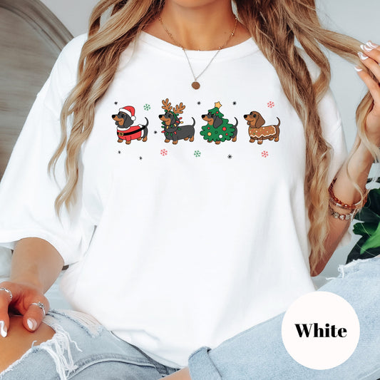 Dachshund Christmas Shirt or Sweatshirt: Cute Holiday Dogs, Multiple Colors, S-4XL