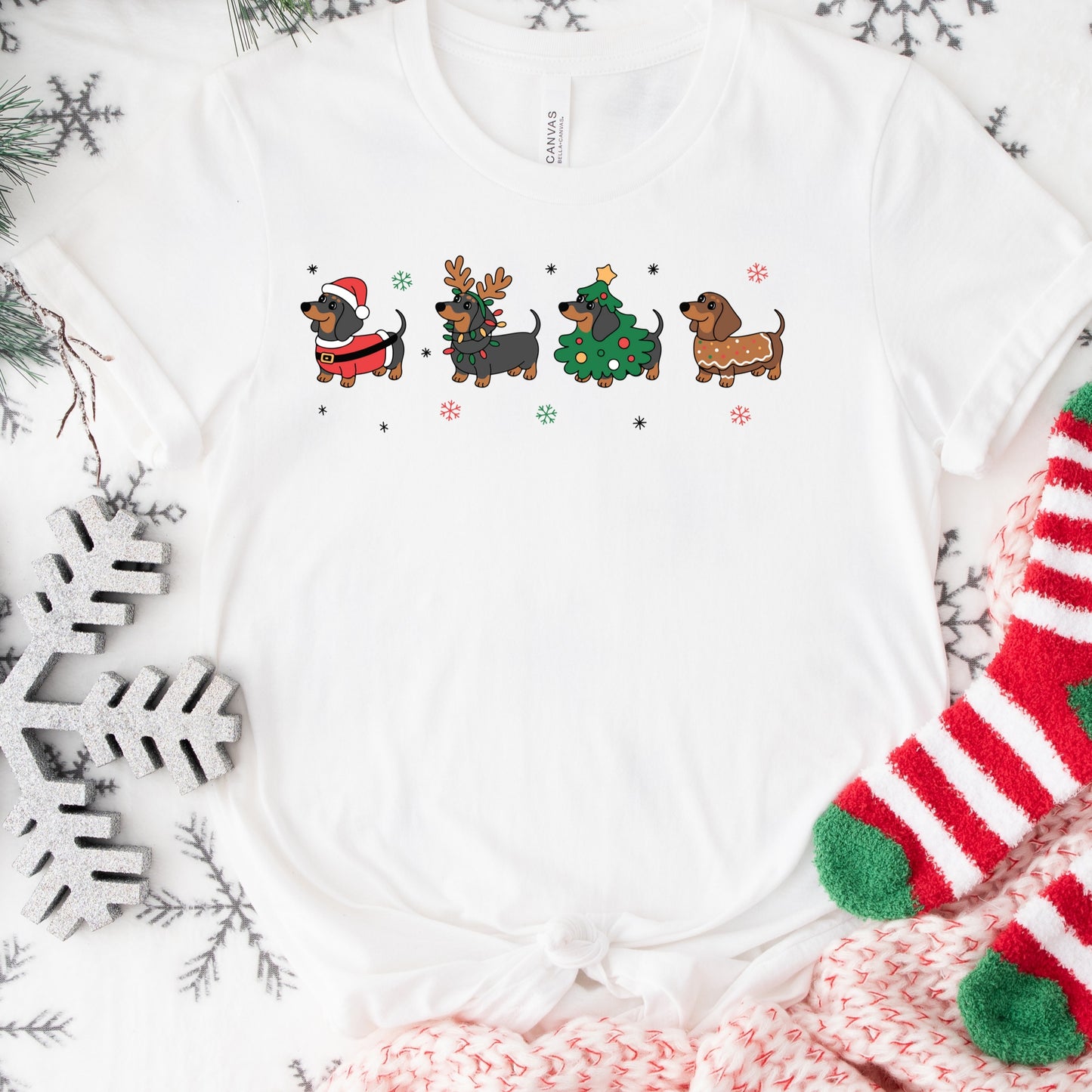 Dachshund Christmas Shirt or Sweatshirt: Cute Holiday Dogs, Multiple Colors, S-4XL
