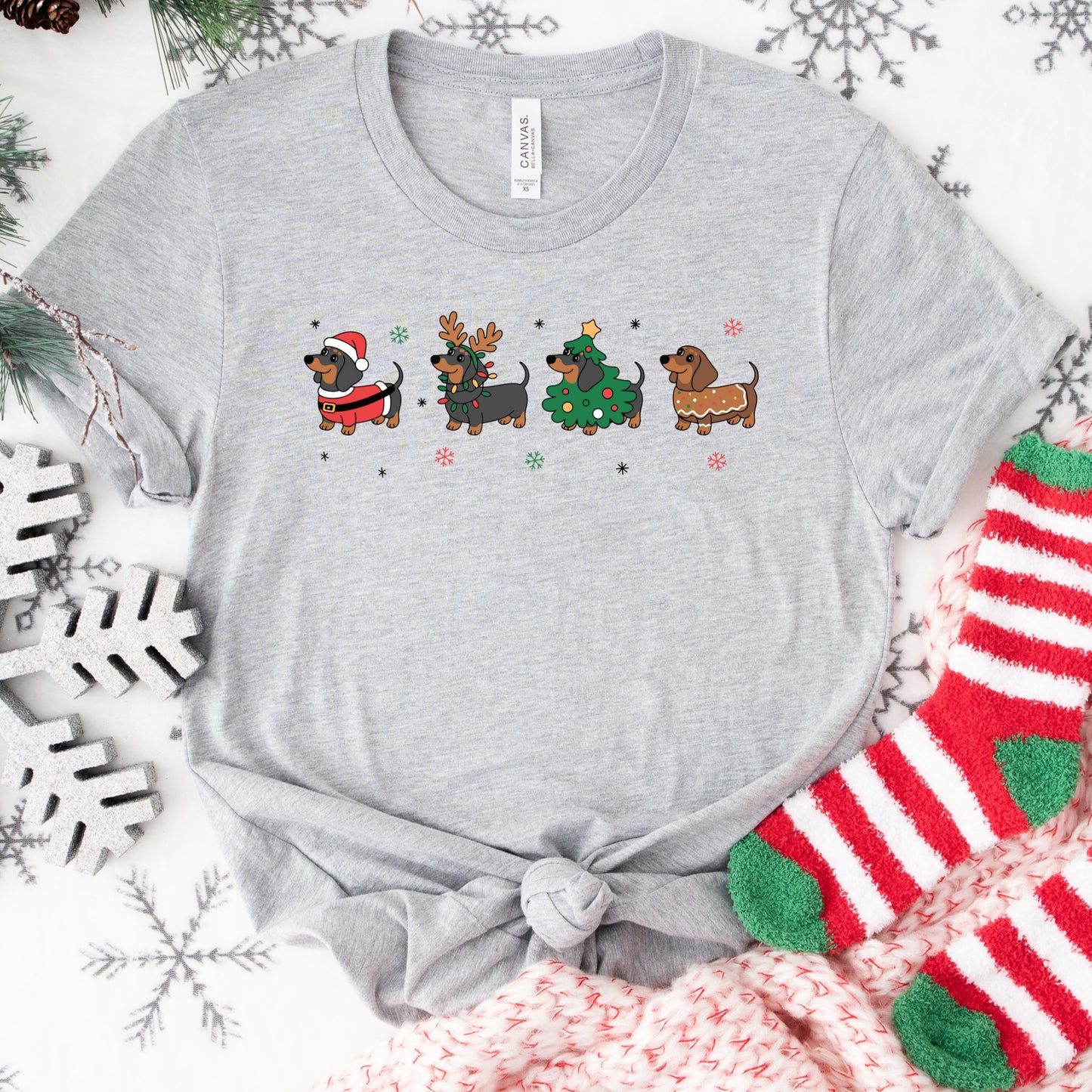 Dachshund Christmas Shirt or Sweatshirt: Cute Holiday Dogs, Multiple Colors, S-4XL