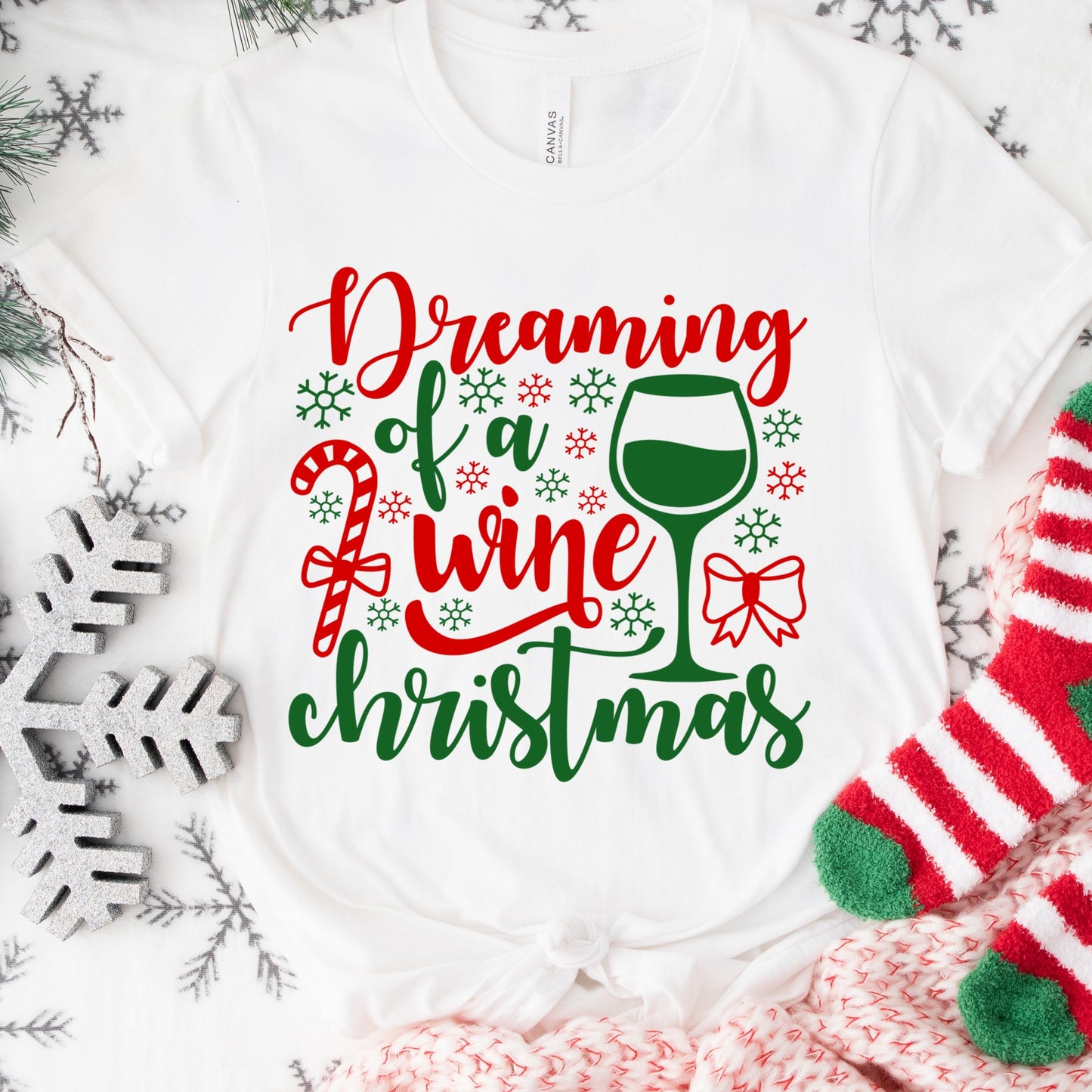 Dreaming of a Wine Christmas Shirt or Sweatshirt: Funny Holiday Wine Lover Top, Multiple Colors, S-4XL