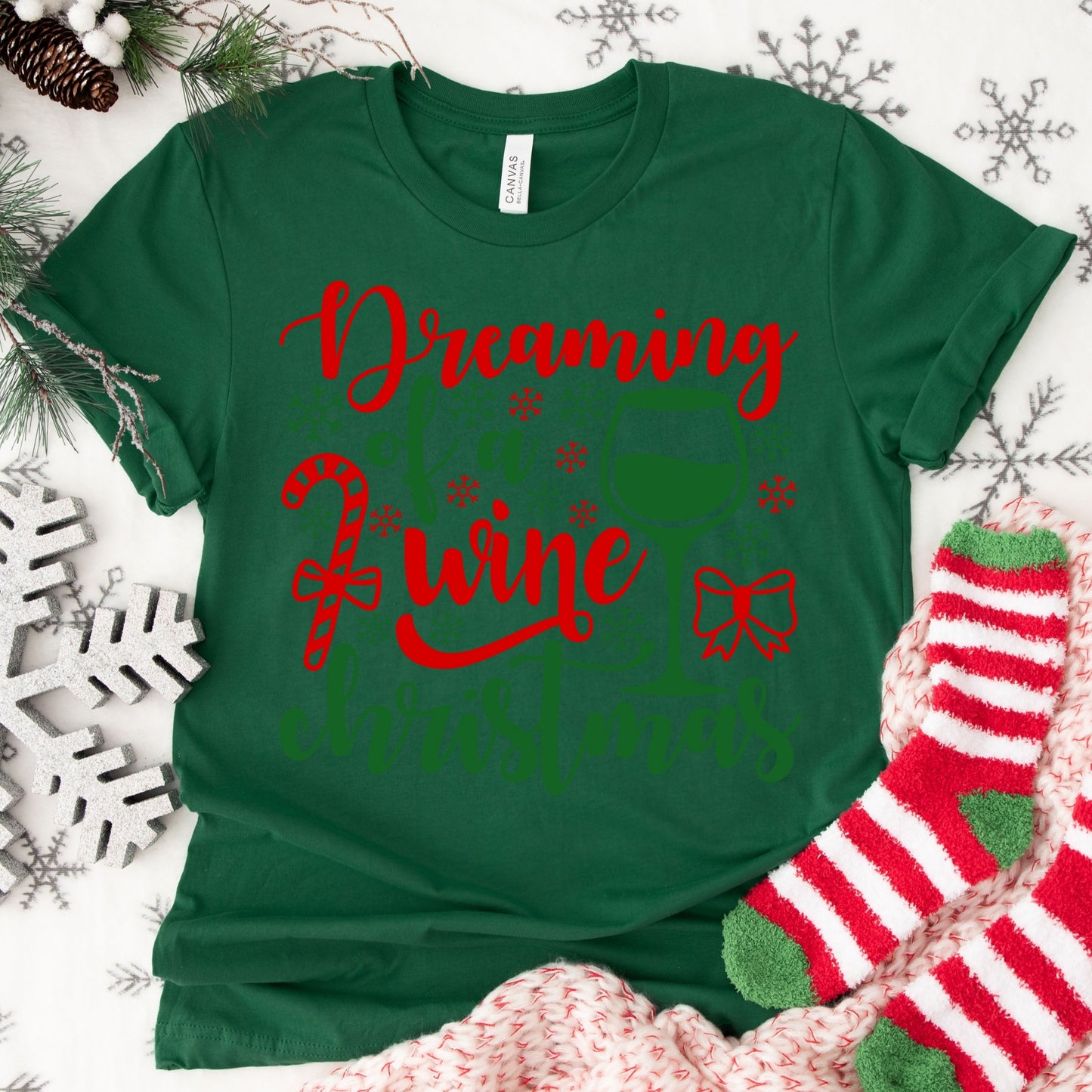 Dreaming of a Wine Christmas Shirt or Sweatshirt: Funny Holiday Wine Lover Top, Multiple Colors, S-4XL