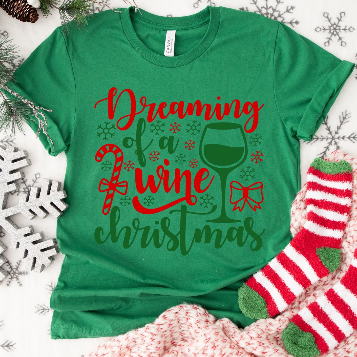 Dreaming of a Wine Christmas Shirt or Sweatshirt: Funny Holiday Wine Lover Top, Multiple Colors, S-4XL