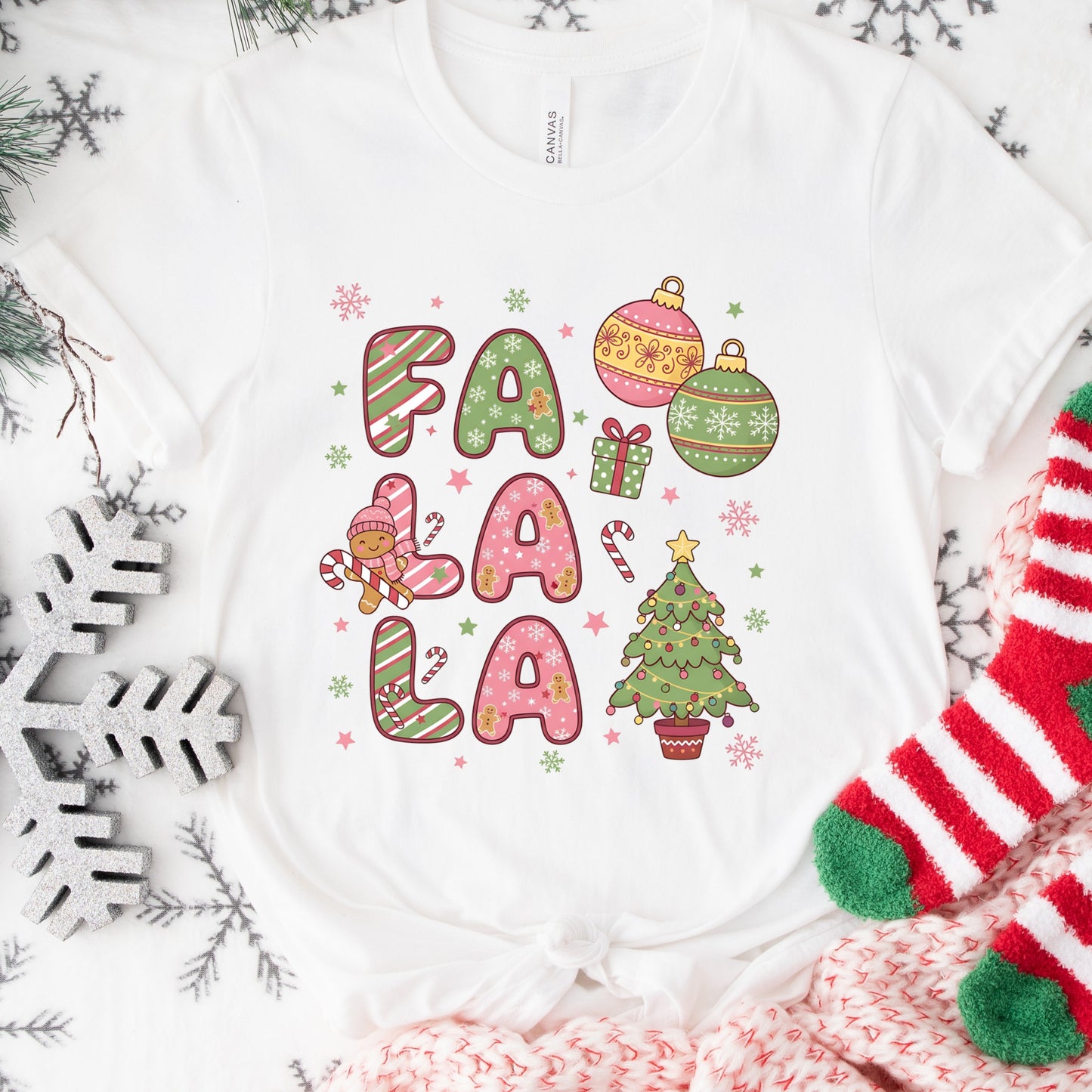 Fa La La La Shirt or Sweatshirt: Cute Pastel Christmas Top, Multiple Colors, S-4XL