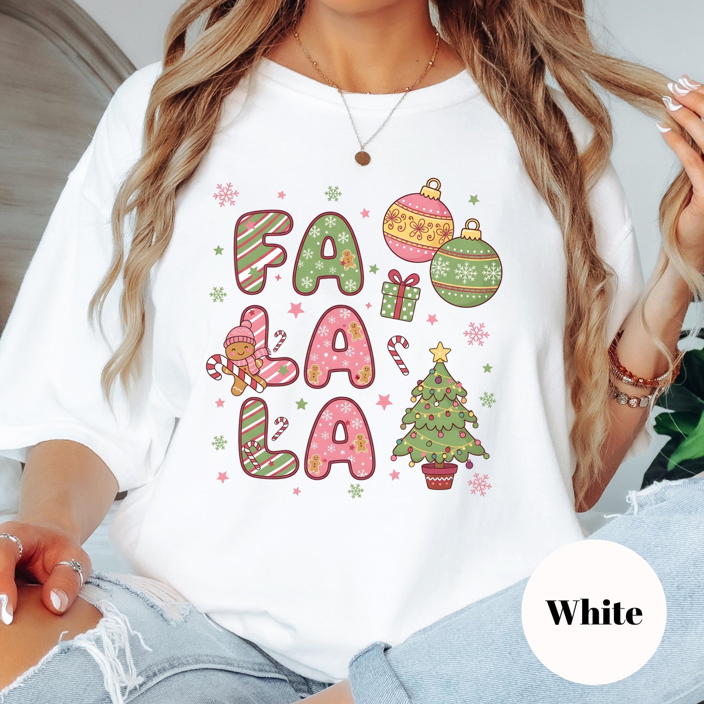 Fa La La La Shirt or Sweatshirt: Cute Pastel Christmas Top, Multiple Colors, S-4XL