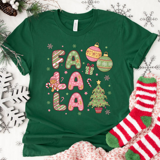 Fa La La La Shirt or Sweatshirt: Cute Pastel Christmas Top, Multiple Colors, S-4XL