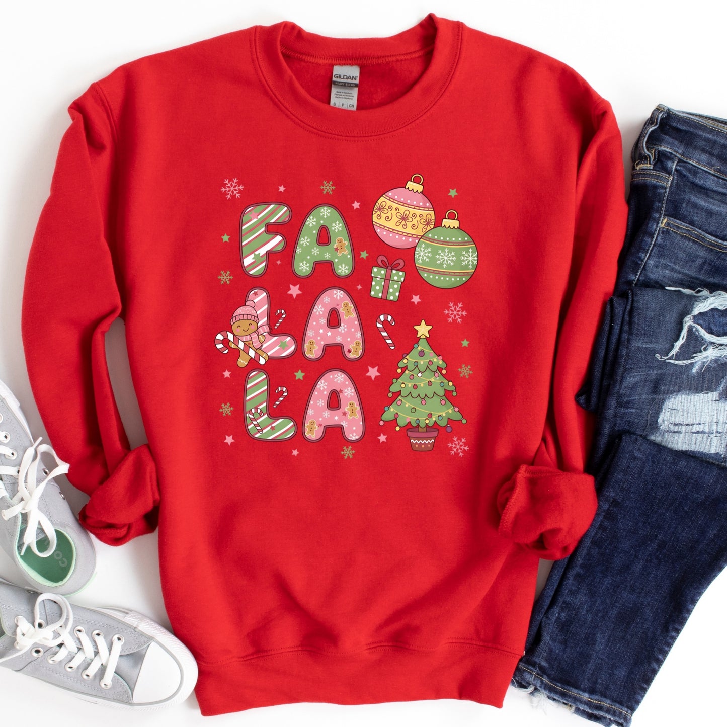 Fa La La La Shirt or Sweatshirt: Cute Pastel Christmas Top, Multiple Colors, S-4XL