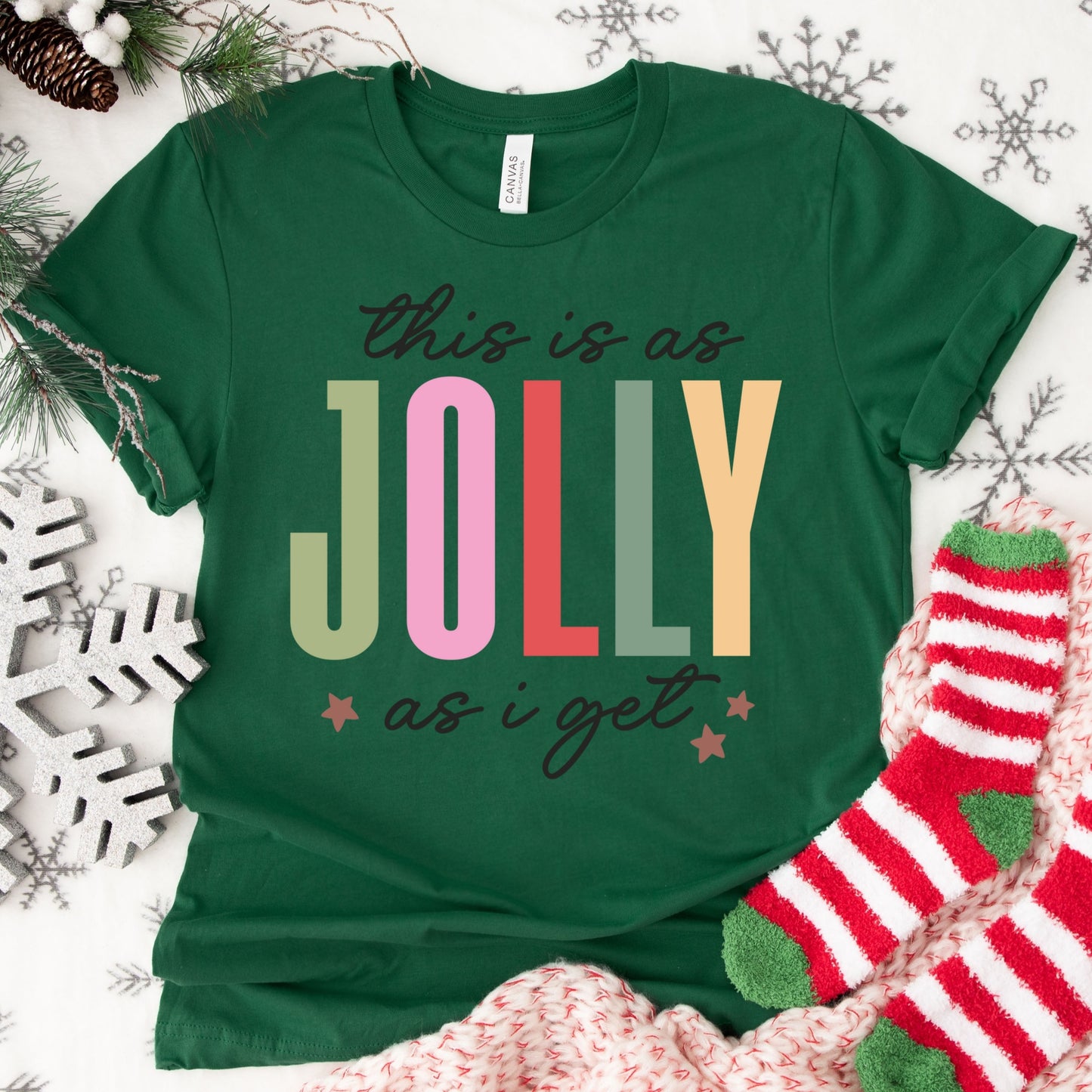 Jolly Christmas Shirt or Sweatshirt – Funny Holiday Top – S-4XL Plus Size – Multiple Colors