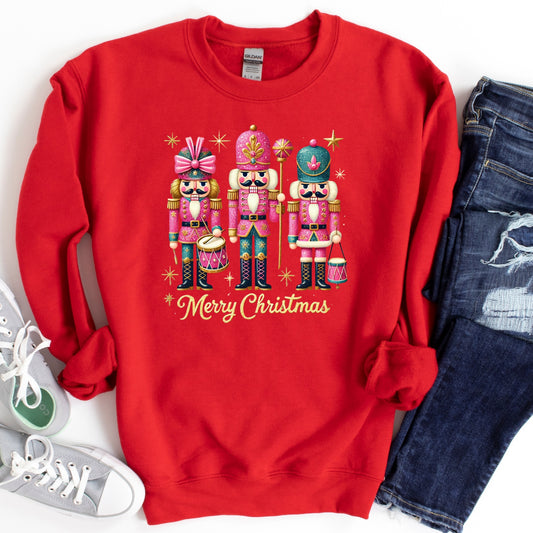 Nutcracker Christmas Shirt or Sweatshirt – Pink Glitter Holiday Top – S-4XL Plus Size – Multiple Colors