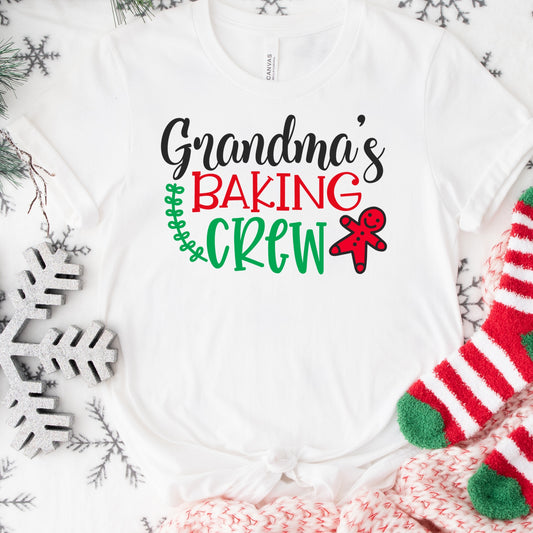 Grandma’s Baking Crew Shirt or Sweatshirt – Family Christmas Baking Top – S-4XL Plus Size – Multiple Colors