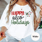 Happy Alco-Holidays Shirt or Sweatshirt – Funny Christmas Cocktail Top – S-4XL Plus Size – Multiple Colors