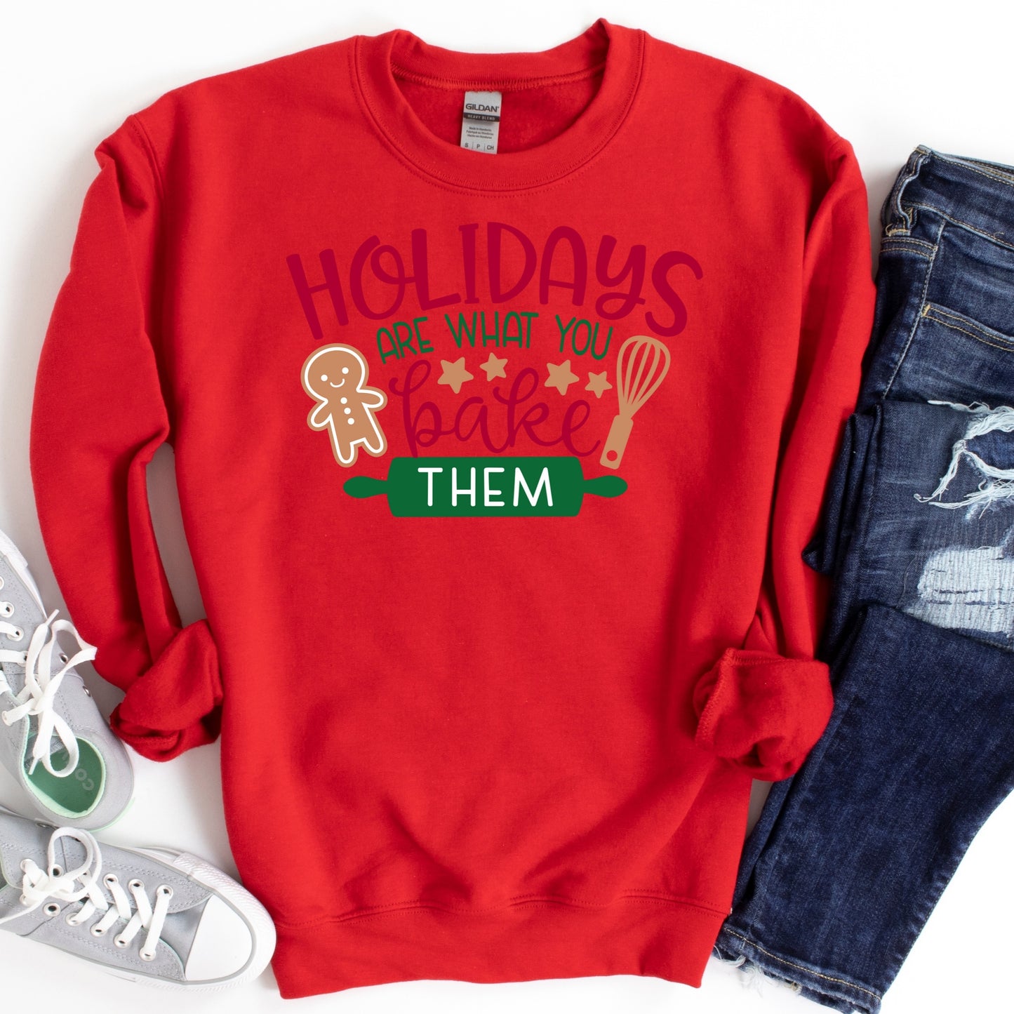 Holidays Are What You Bake Them Shirt or Sweatshirt – Christmas Baking Top – S-4XL Plus Size – Multiple Colors