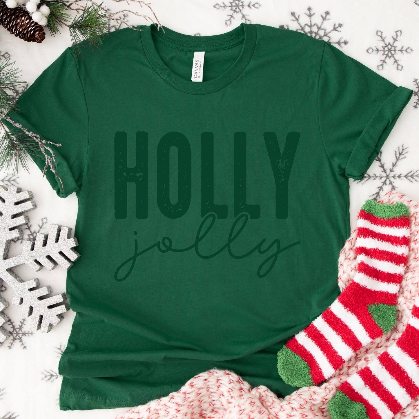 Holly Jolly Shirt or Sweatshirt – Christmas Holiday Top – S-4XL Plus Size – Multiple Colors