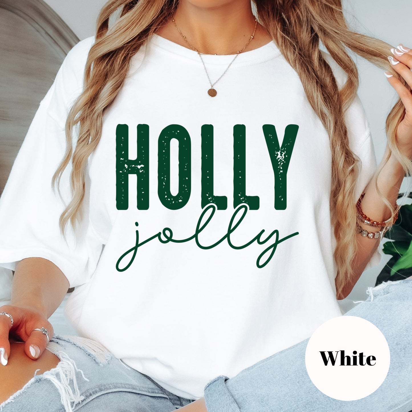 Holly Jolly Shirt or Sweatshirt – Christmas Holiday Top – S-4XL Plus Size – Multiple Colors
