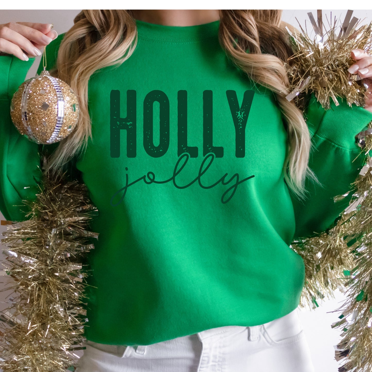 Holly Jolly Shirt or Sweatshirt – Christmas Holiday Top – S-4XL Plus Size – Multiple Colors