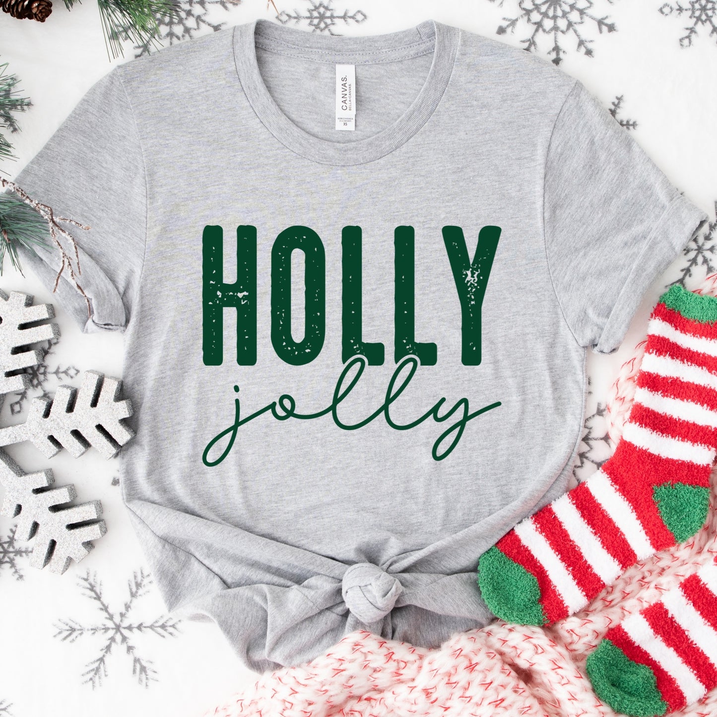 Holly Jolly Shirt or Sweatshirt – Christmas Holiday Top – S-4XL Plus Size – Multiple Colors
