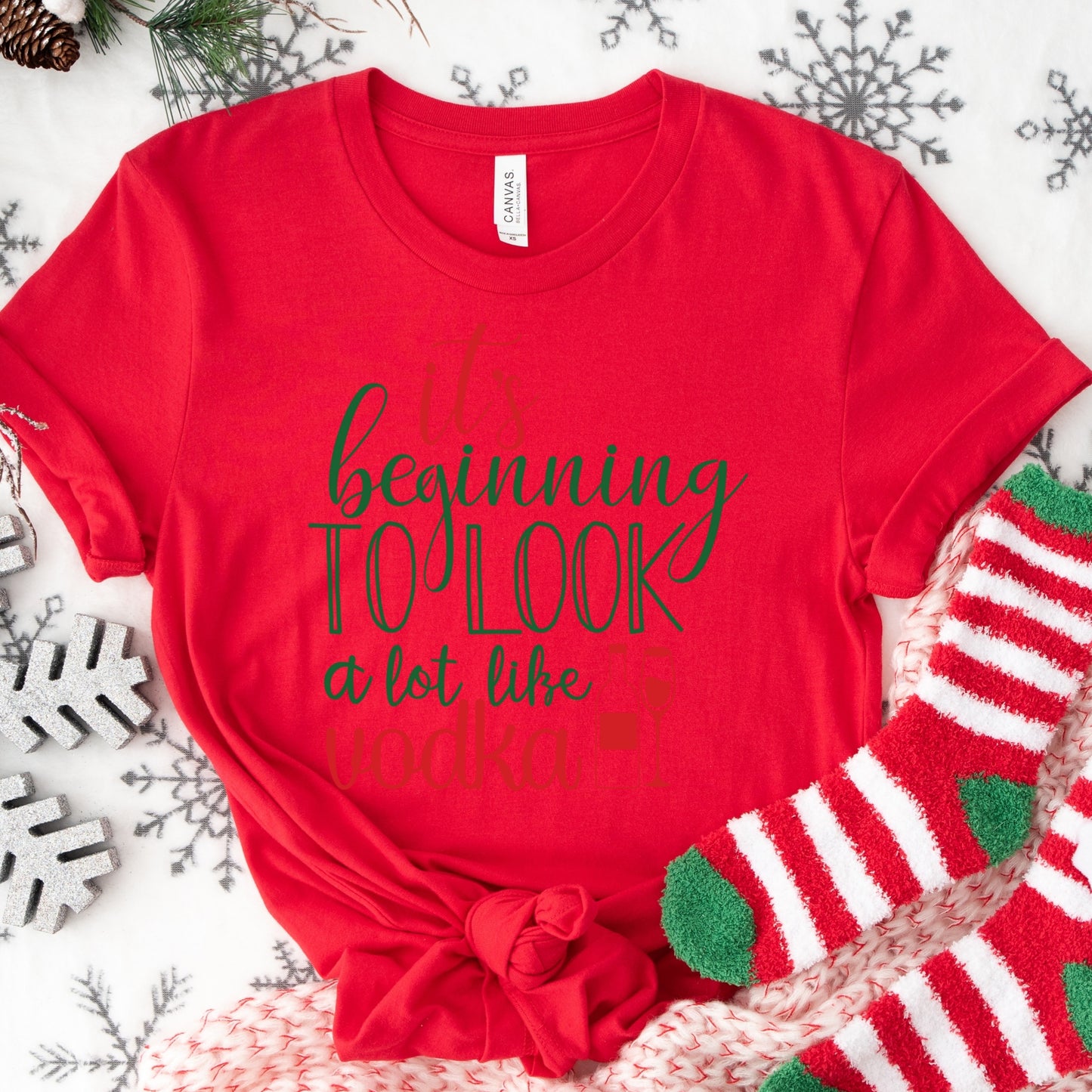 It’s Beginning to Look a Lot Like Vodka Shirt or Sweatshirt – Funny Holiday Top – S-4XL Plus Size – Multiple Colors