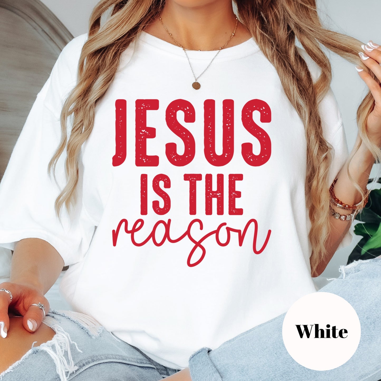Jesus Is the Reason Shirt or Sweatshirt – Christian Christmas Top – S-4XL Plus Size – Multiple Colors