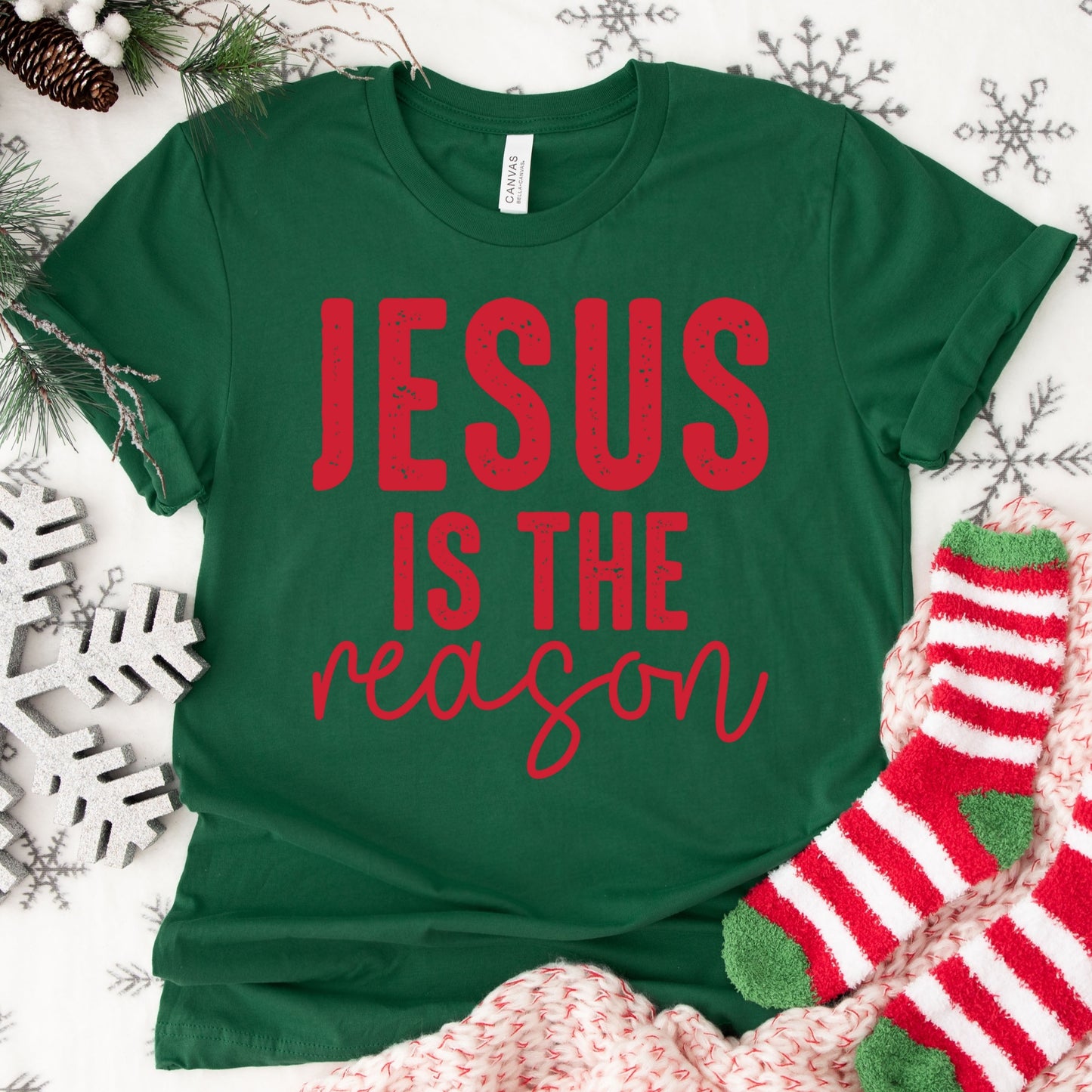 Jesus Is the Reason Shirt or Sweatshirt – Christian Christmas Top – S-4XL Plus Size – Multiple Colors