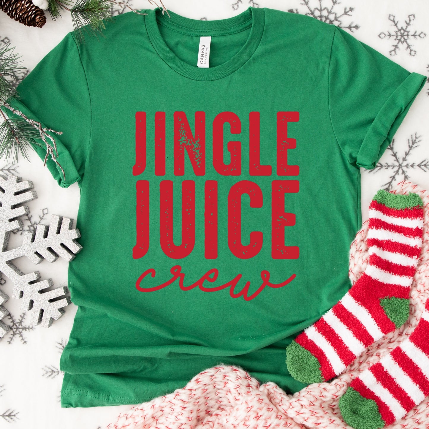 Jingle Juice Crew Shirt or Sweatshirt – Funny Holiday Top – S-4XL Plus Size – Multiple Colors