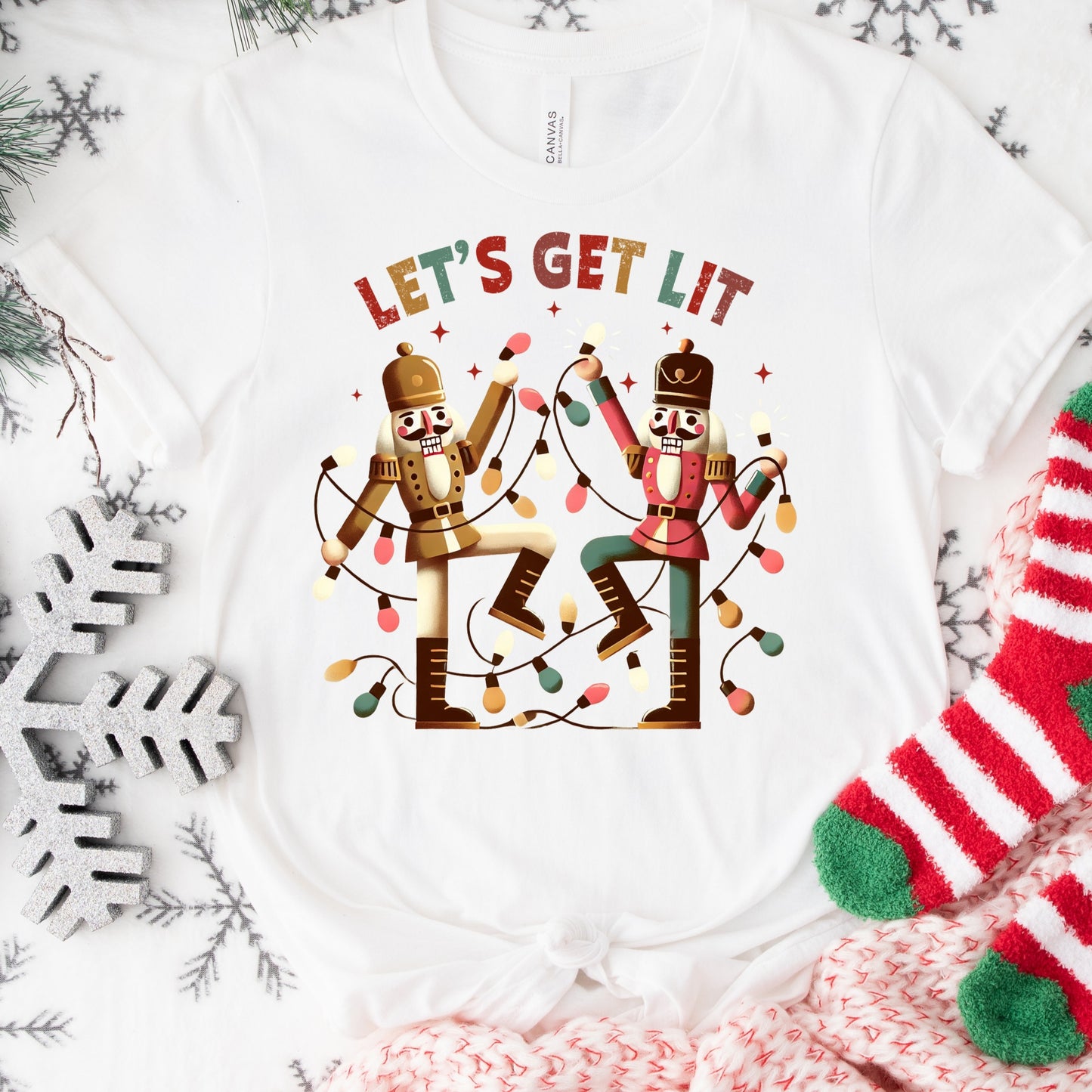 Let’s Get Lit Shirt or Sweatshirt – Funny Nutcracker Holiday Top – S-4XL Plus Size – Multiple Colors