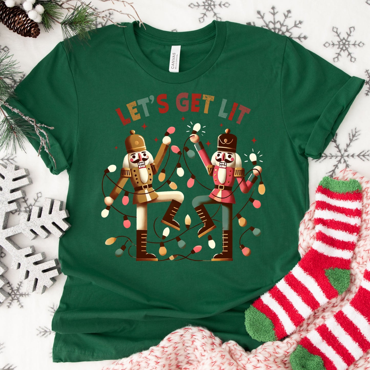 Let’s Get Lit Shirt or Sweatshirt – Funny Nutcracker Holiday Top – S-4XL Plus Size – Multiple Colors
