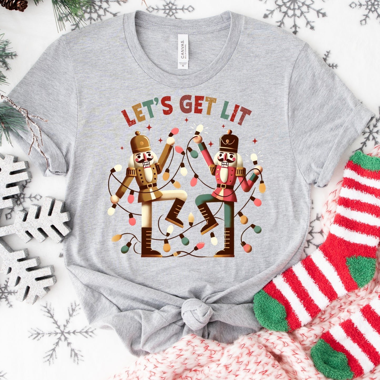 Let’s Get Lit Shirt or Sweatshirt – Funny Nutcracker Holiday Top – S-4XL Plus Size – Multiple Colors