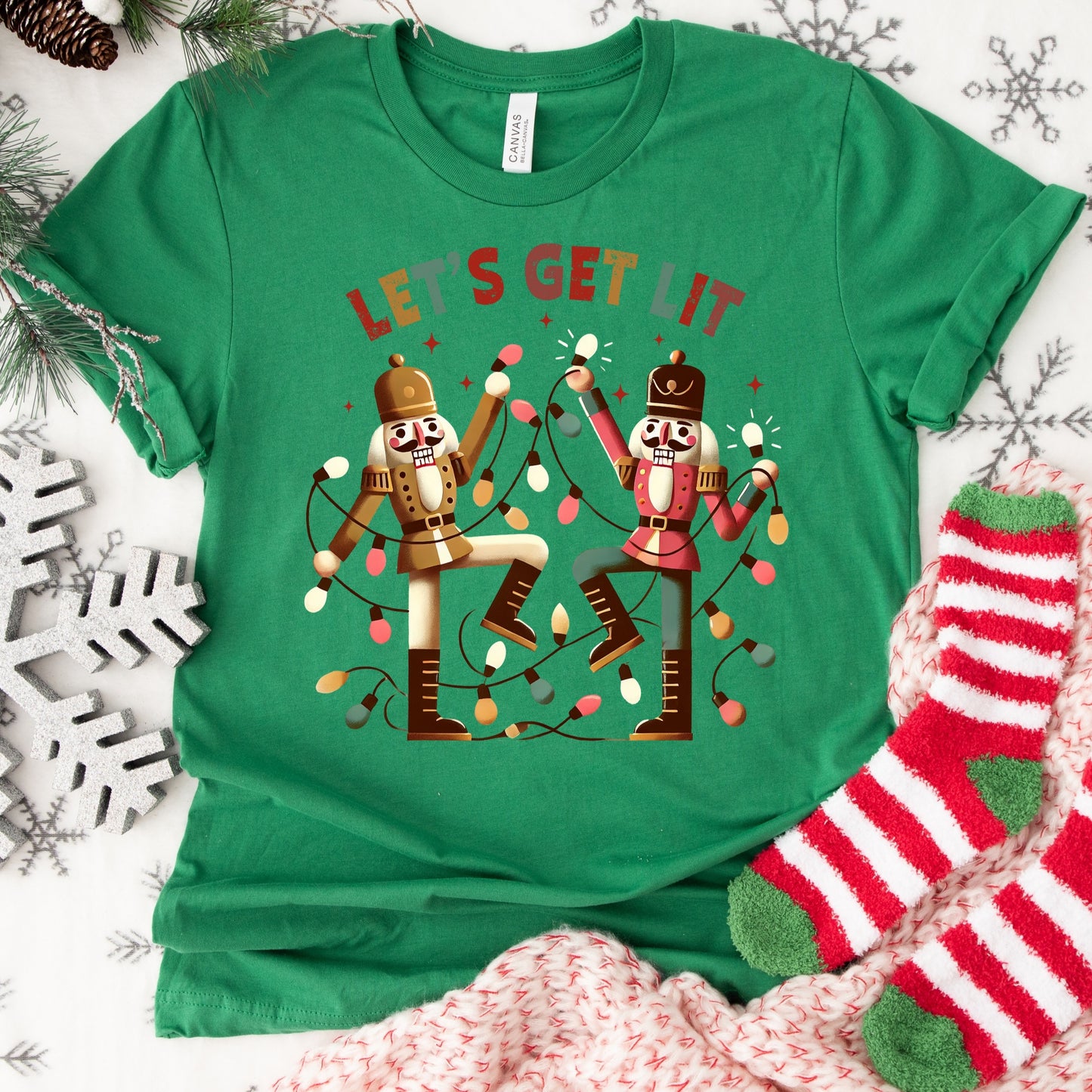 Let’s Get Lit Shirt or Sweatshirt – Funny Nutcracker Holiday Top – S-4XL Plus Size – Multiple Colors