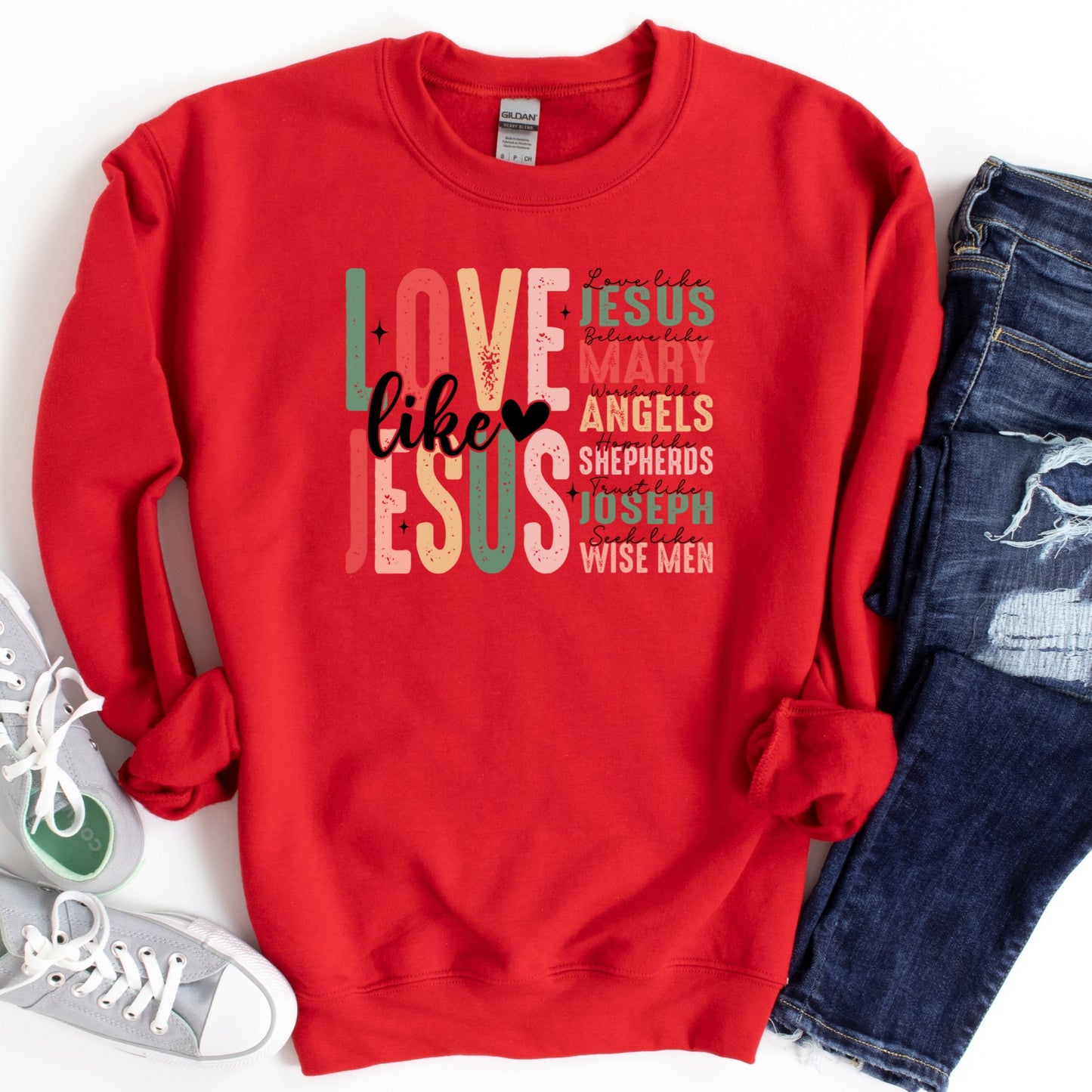 Love Like Jesus Shirt or Sweatshirt – Christian Christmas Top S-4XL – Plus Size – Multiple Colors