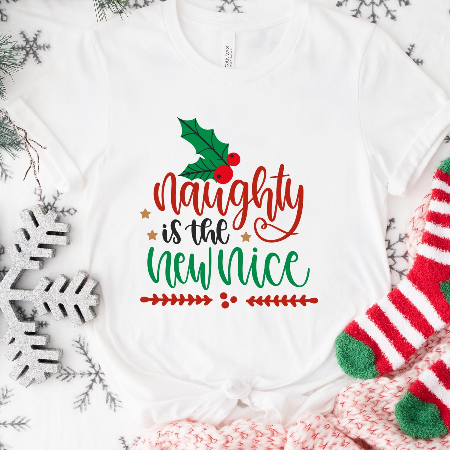 Naughty Is the New Nice Shirt or Sweatshirt – Funny Holiday Top S-4XL Plus Size – Multiple Colors