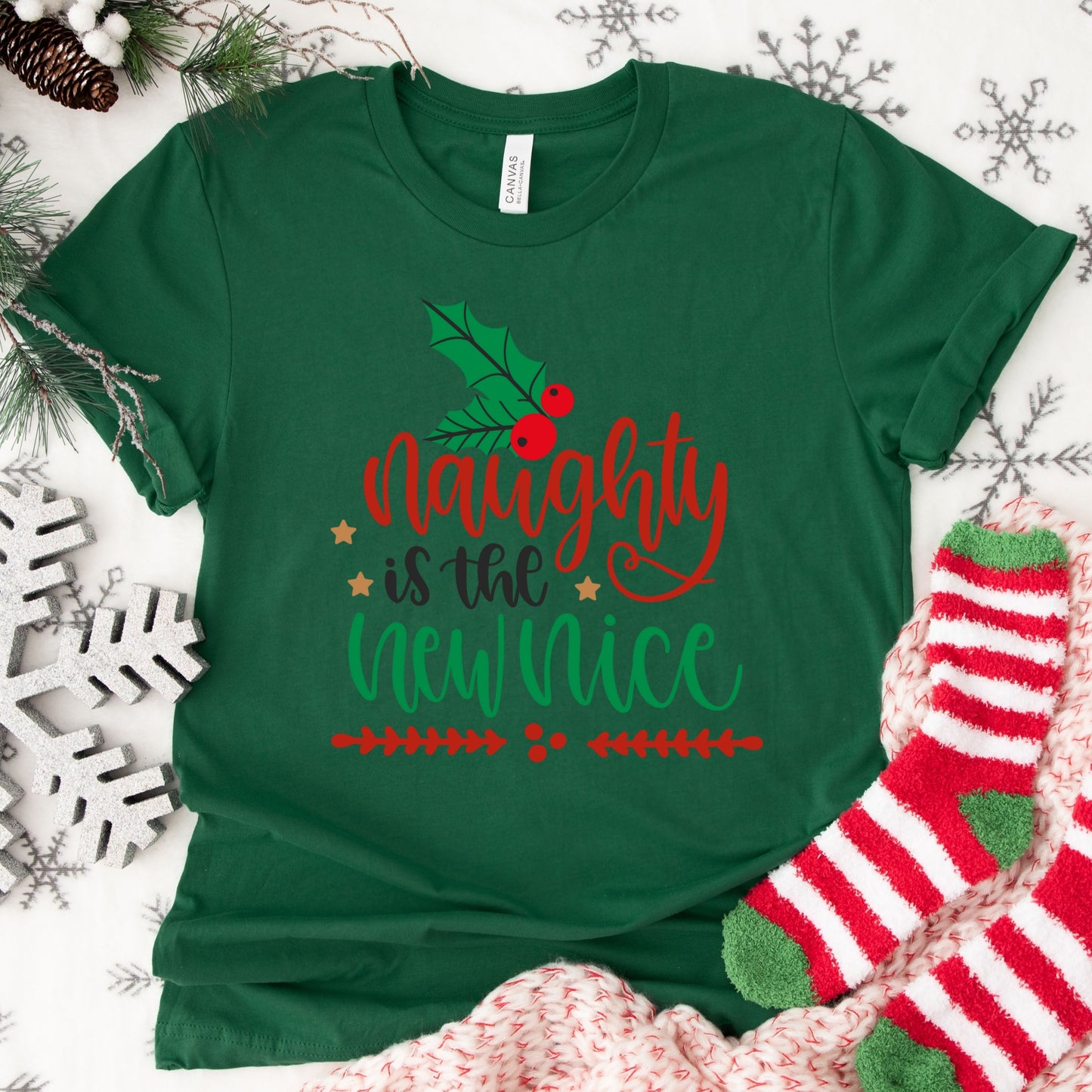 Naughty Is the New Nice Shirt or Sweatshirt – Funny Holiday Top S-4XL Plus Size – Multiple Colors