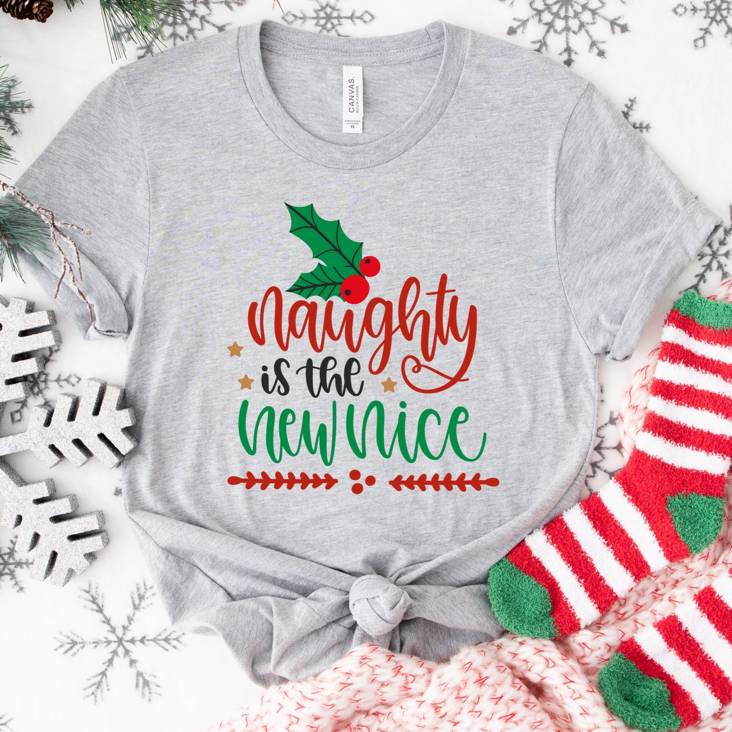 Naughty Is the New Nice Shirt or Sweatshirt – Funny Holiday Top S-4XL Plus Size – Multiple Colors