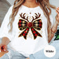 Plaid Reindeer Bow Shirt or Sweatshirt – Christmas Holiday Top S-4XL Plus Size – Multiple Colors