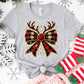 Plaid Reindeer Bow Shirt or Sweatshirt – Christmas Holiday Top S-4XL Plus Size – Multiple Colors